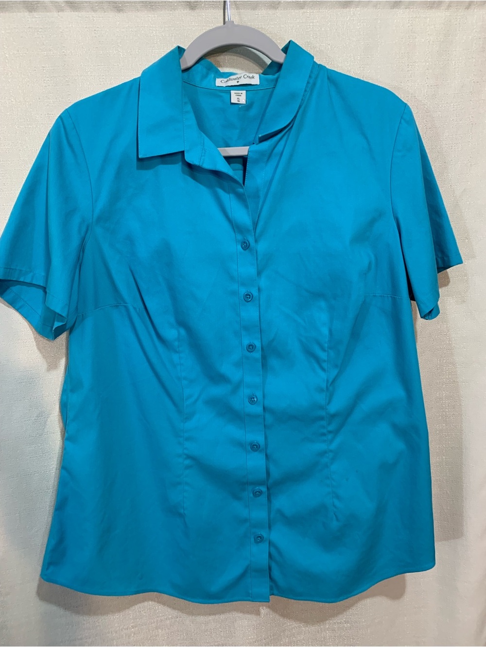 Coldwater Creek Turquoise Short-Sleeve Button-Front Shirt a1/35